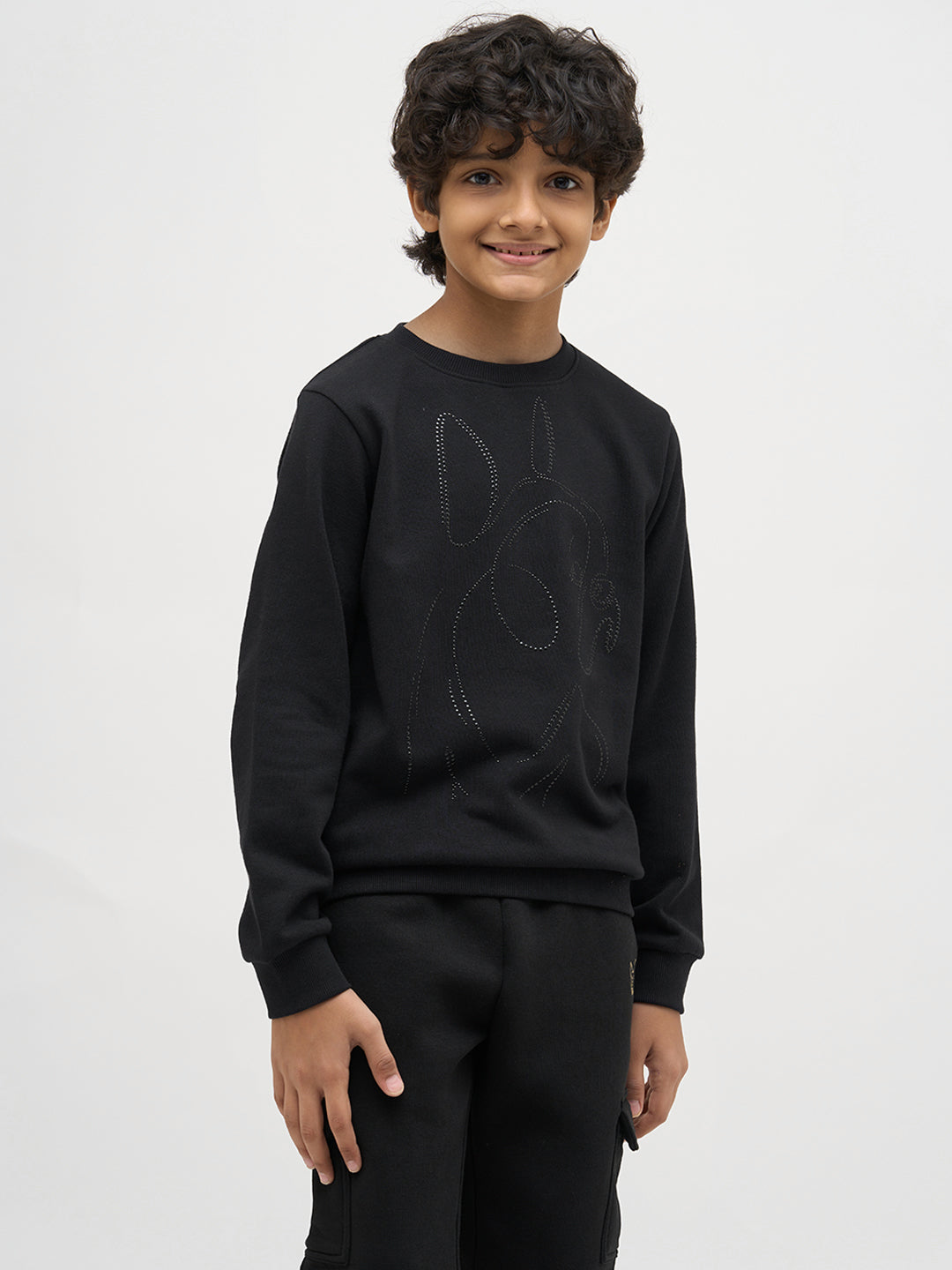 Boys Black Frenchie Print Sweatshirt