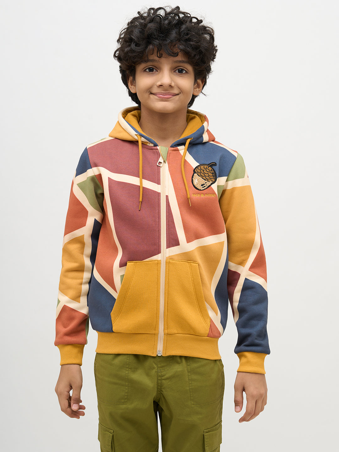 Boys Colourblocked Printed Sweatshirt