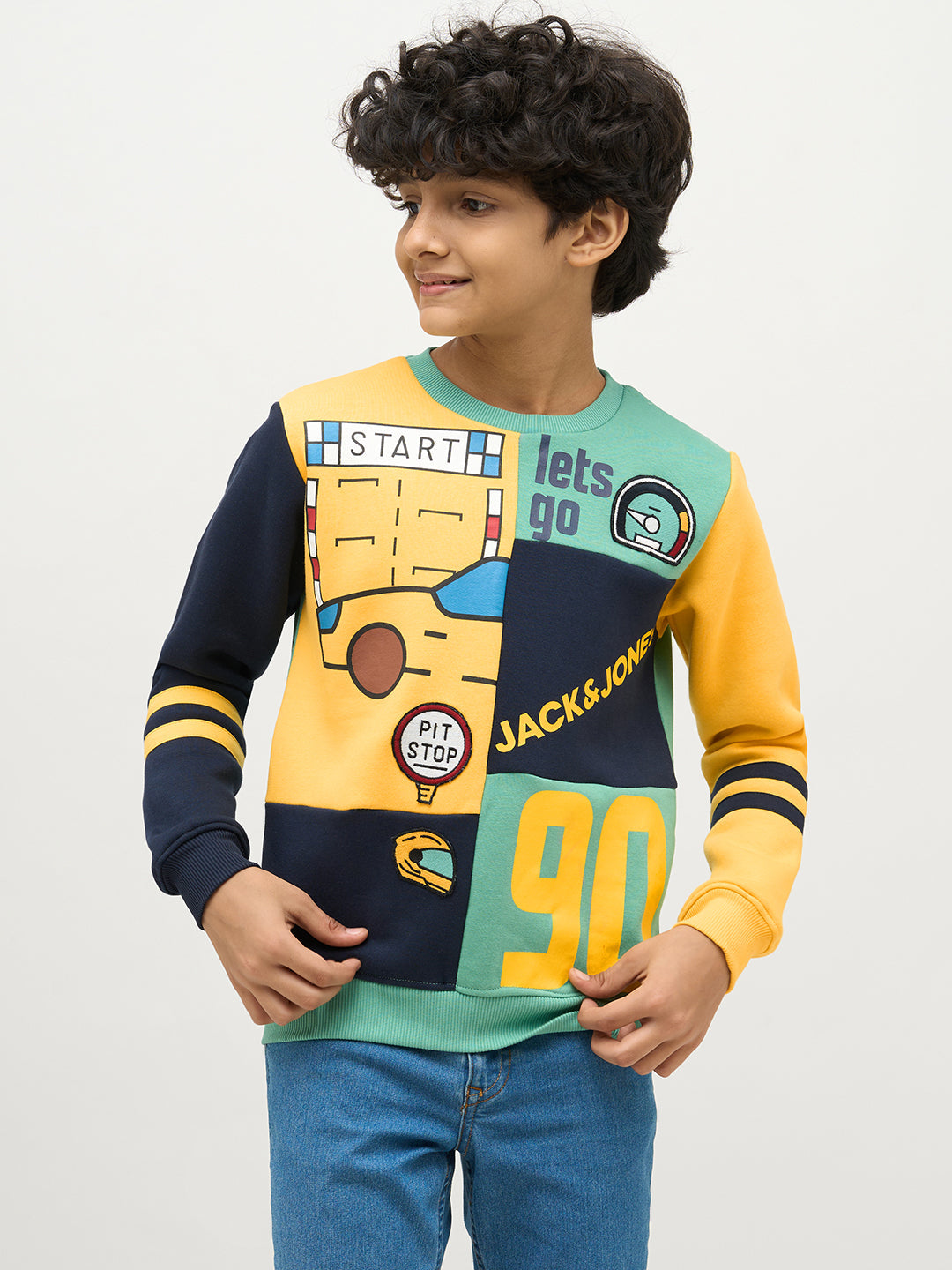 Boys Printed Colourblocked Sweatshirt