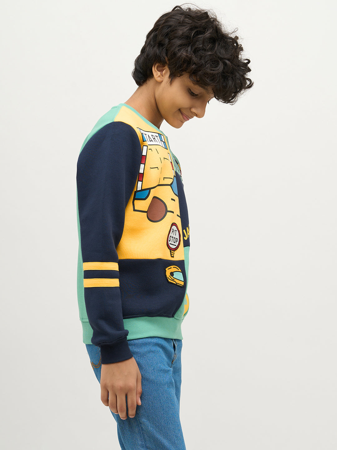 Boys Printed Colourblocked Sweatshirt