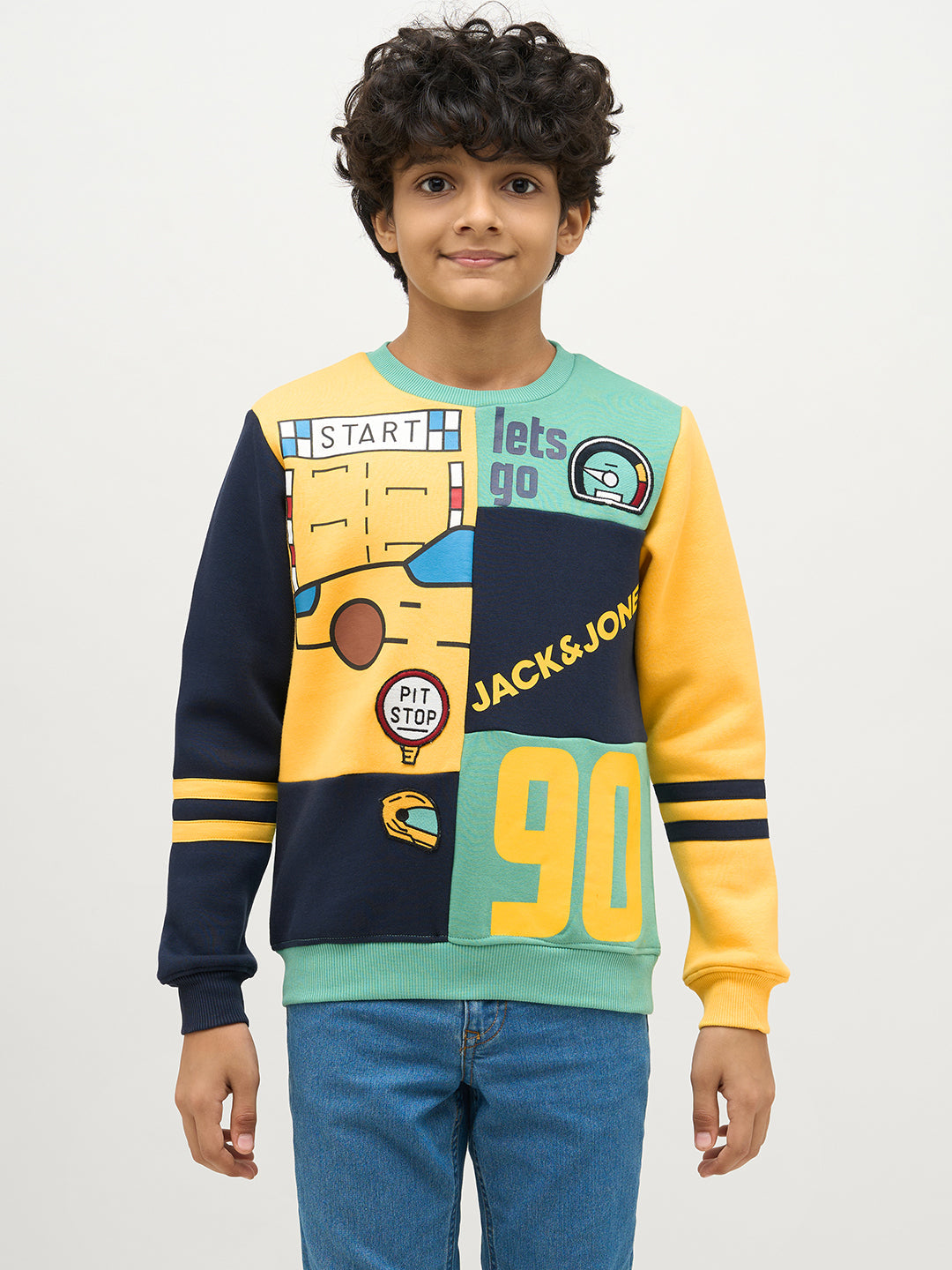 Boys Printed Colourblocked Sweatshirt