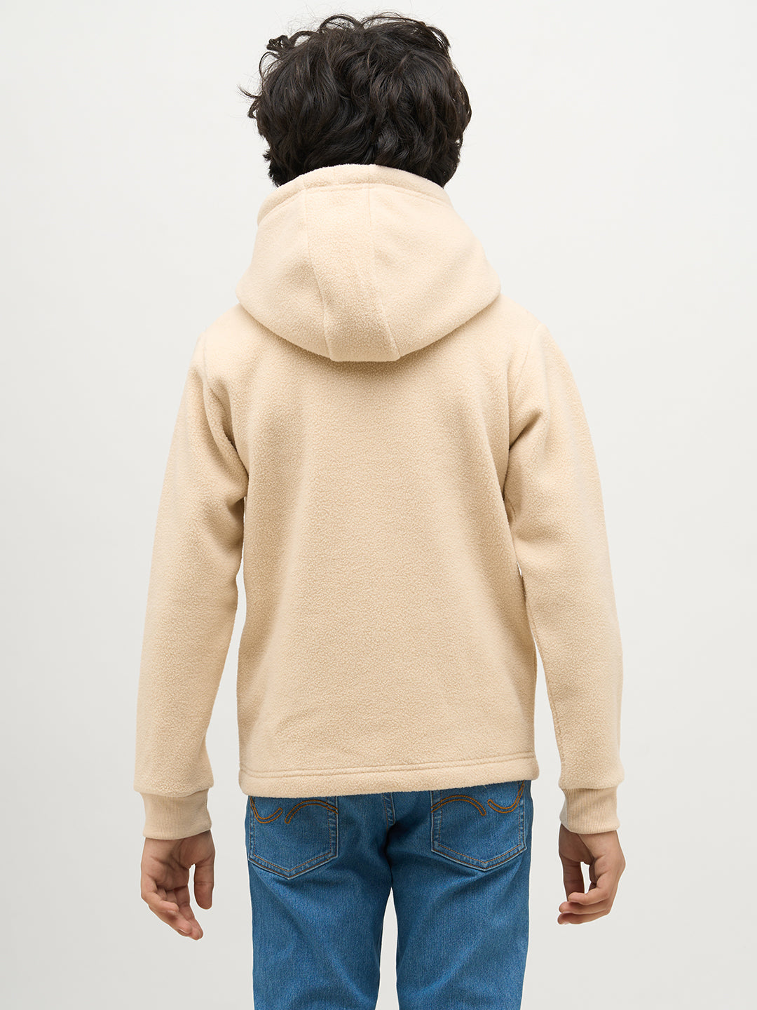 Boys Logo Print Hooded Sweatshirt -Beige
