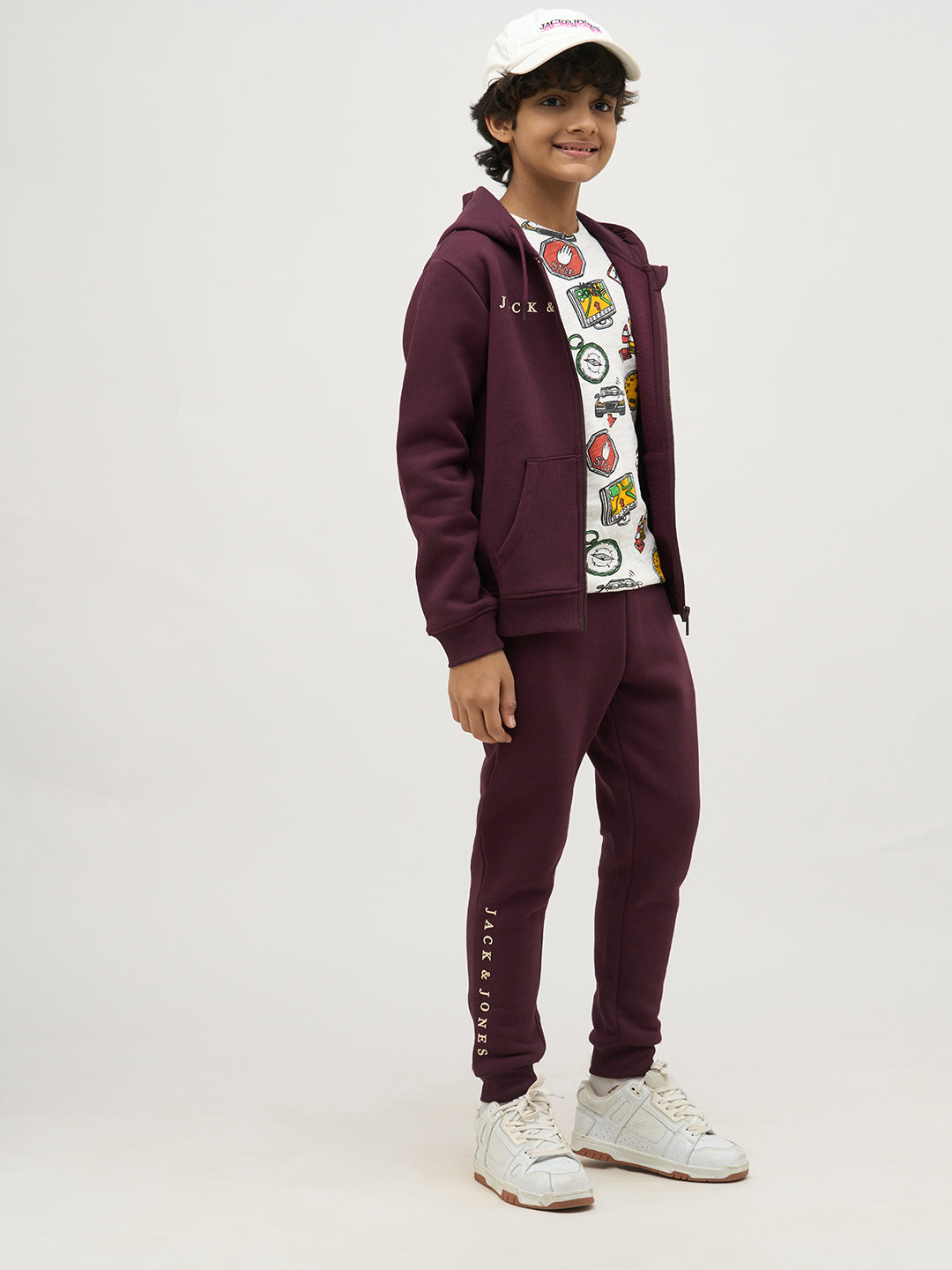 Boys Logo Text Sweatpants - Maroon