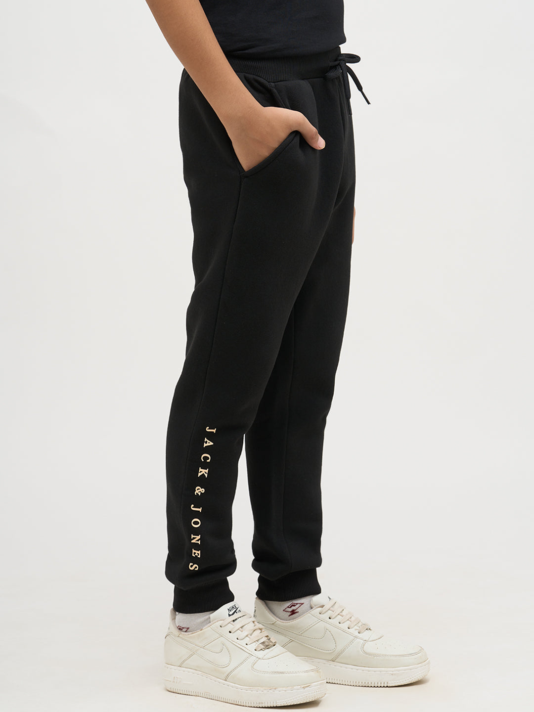 Boys Logo Text Sweatpants - Black
