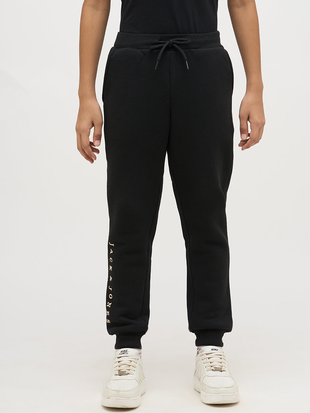 Boys Logo Text Sweatpants - Black
