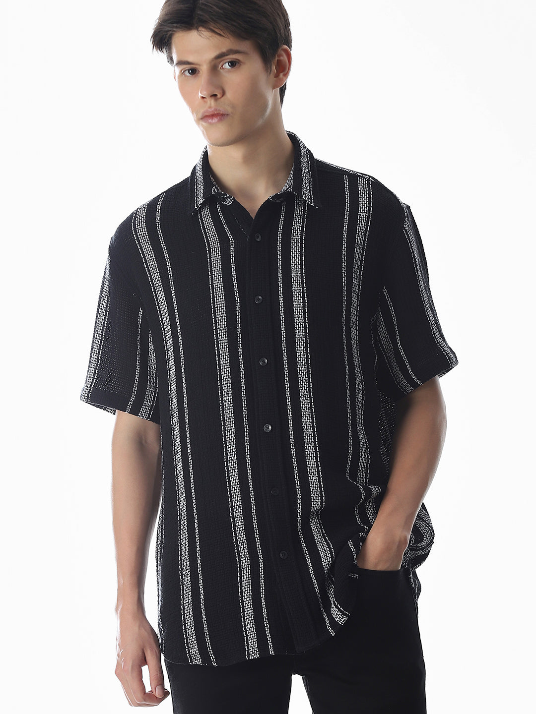 Striped Oversized Cotton Shirt - S