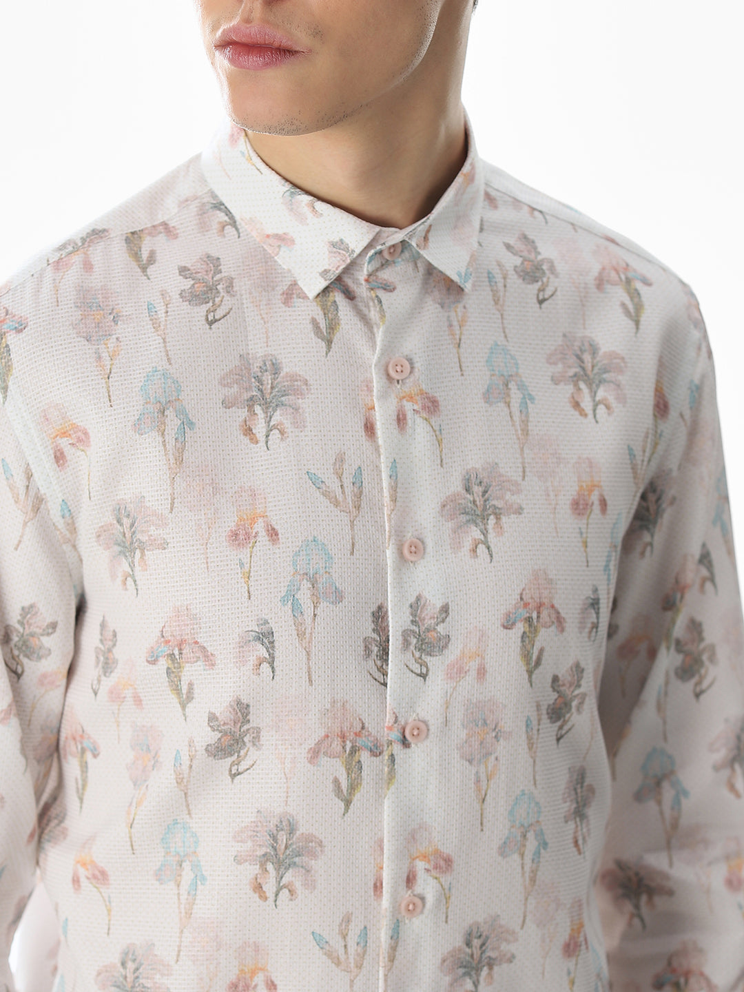 Slim Fit Printed Full Sleeves Shirt - Black