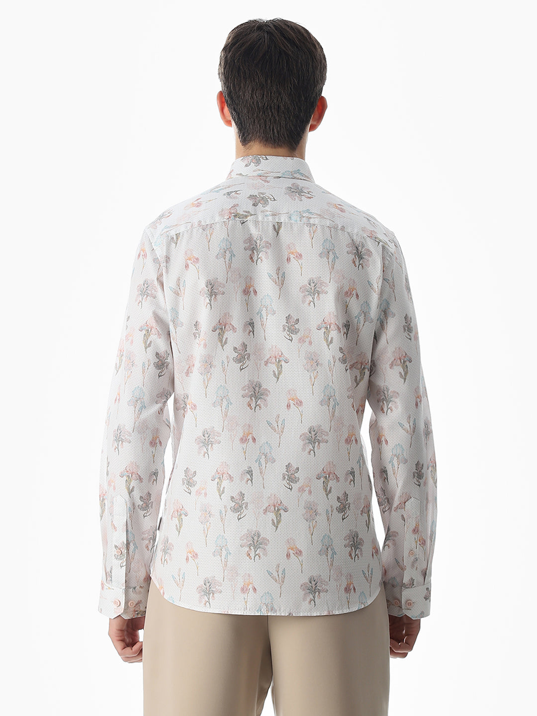 Slim Fit Printed Full Sleeves Shirt - Black