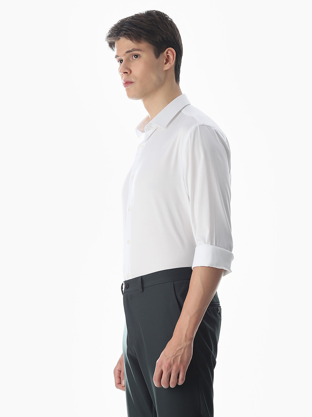 Stretch Slim Fit Full Sleeves Shirt - White
