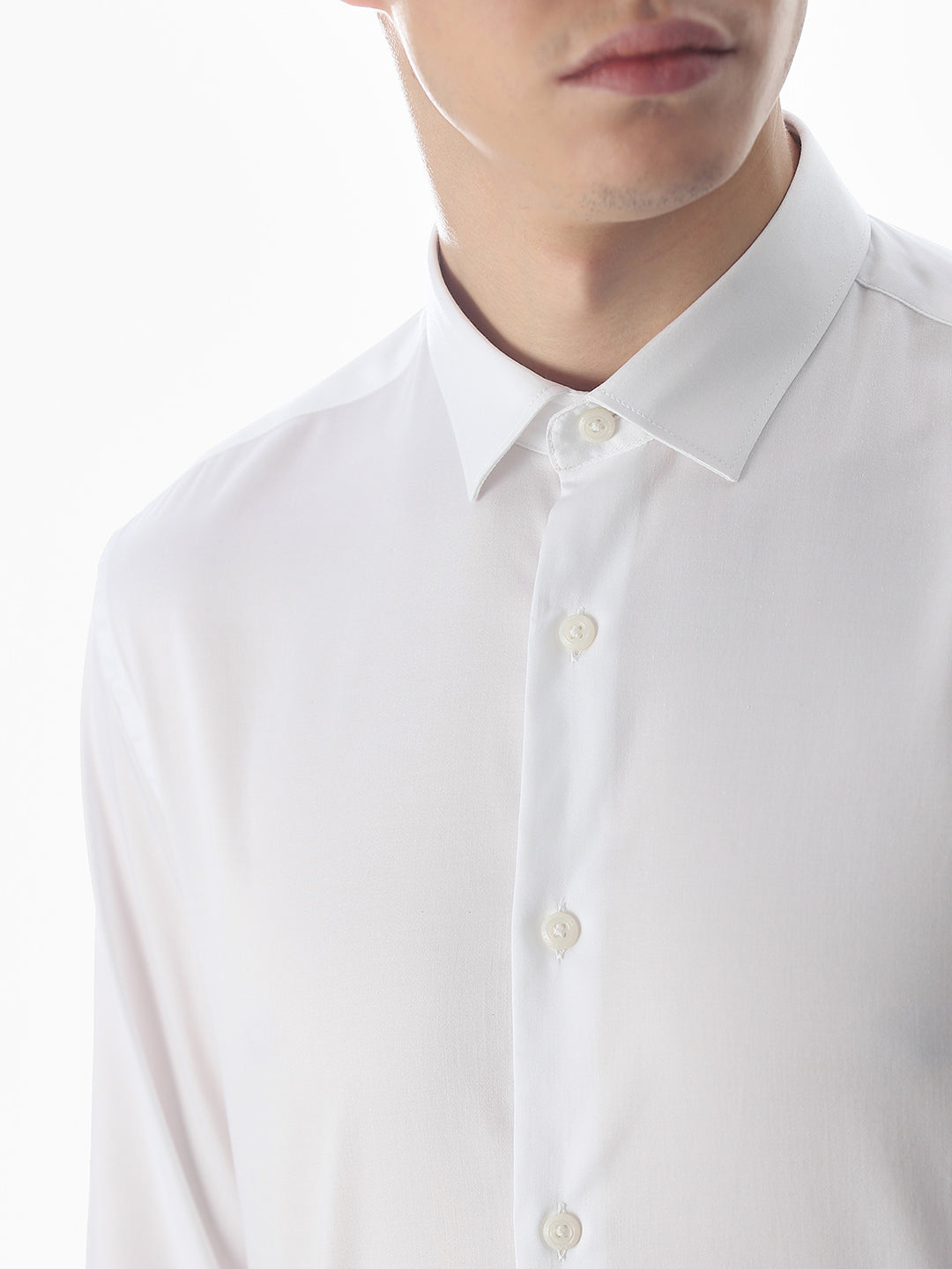 Stretch Slim Fit Full Sleeves Shirt - White