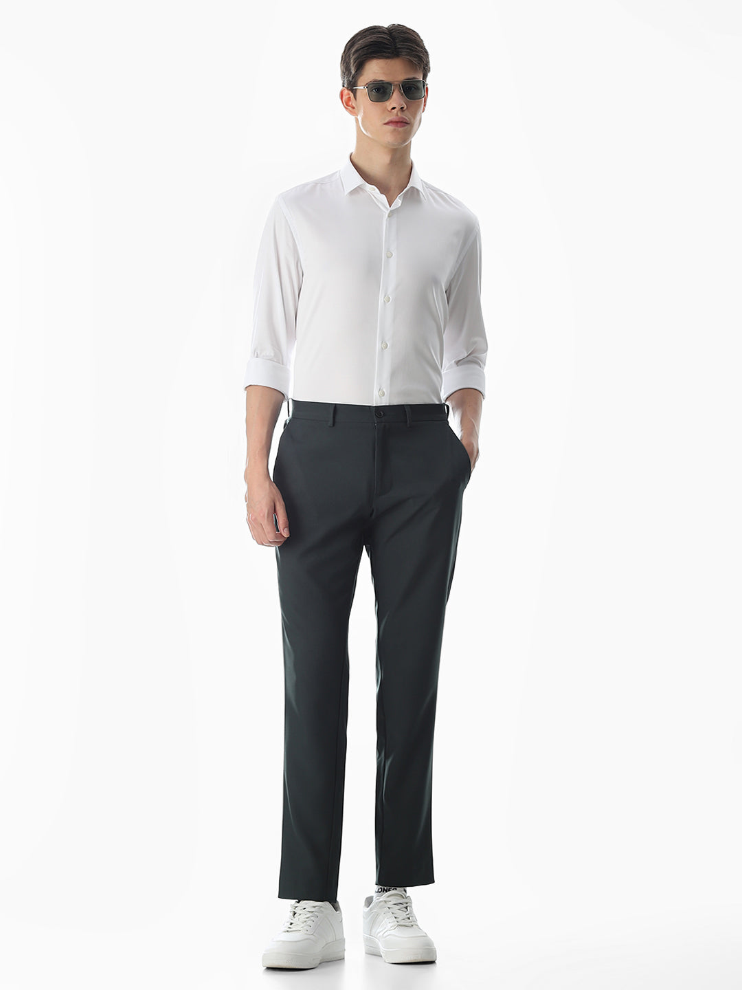 Stretch Slim Fit Full Sleeves Shirt - White