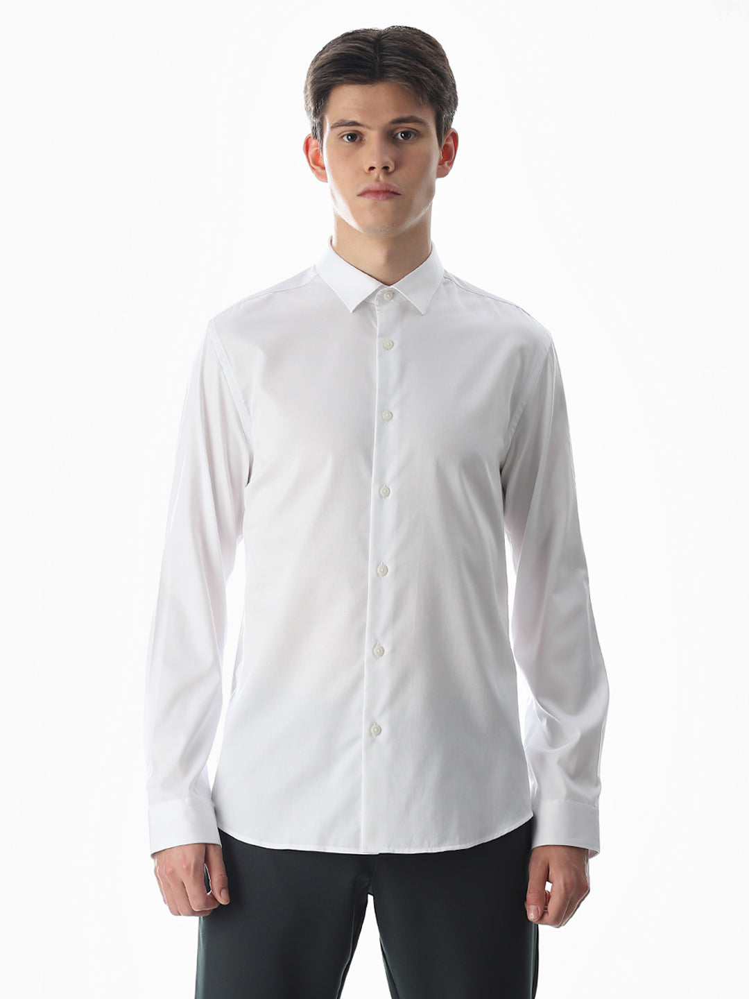 Stretch Slim Fit Full Sleeves Shirt - White
