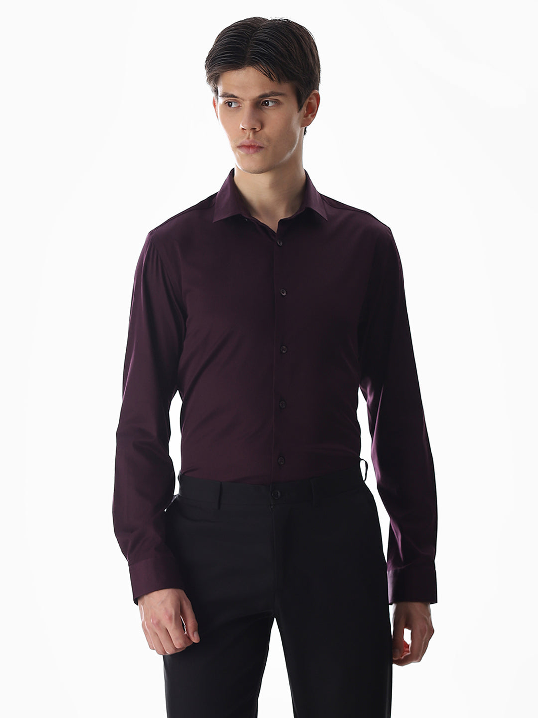 Stretch Slim Fit Full Sleeves Shirt - Purple