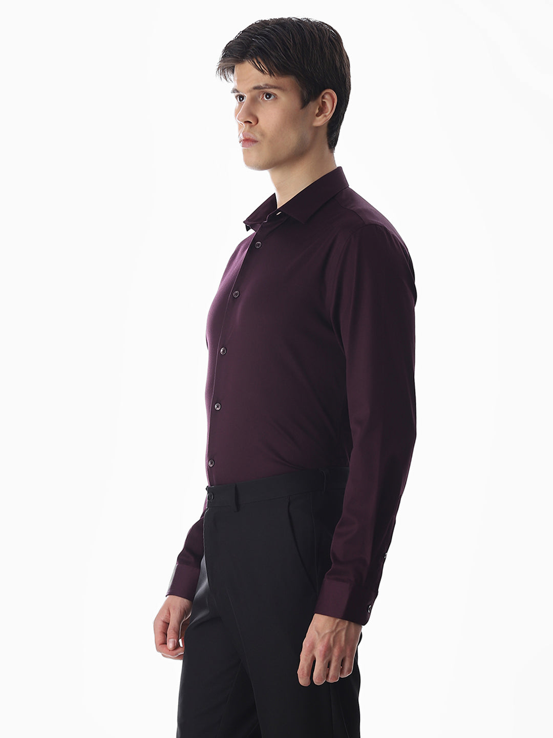 Stretch Slim Fit Full Sleeves Shirt - Purple