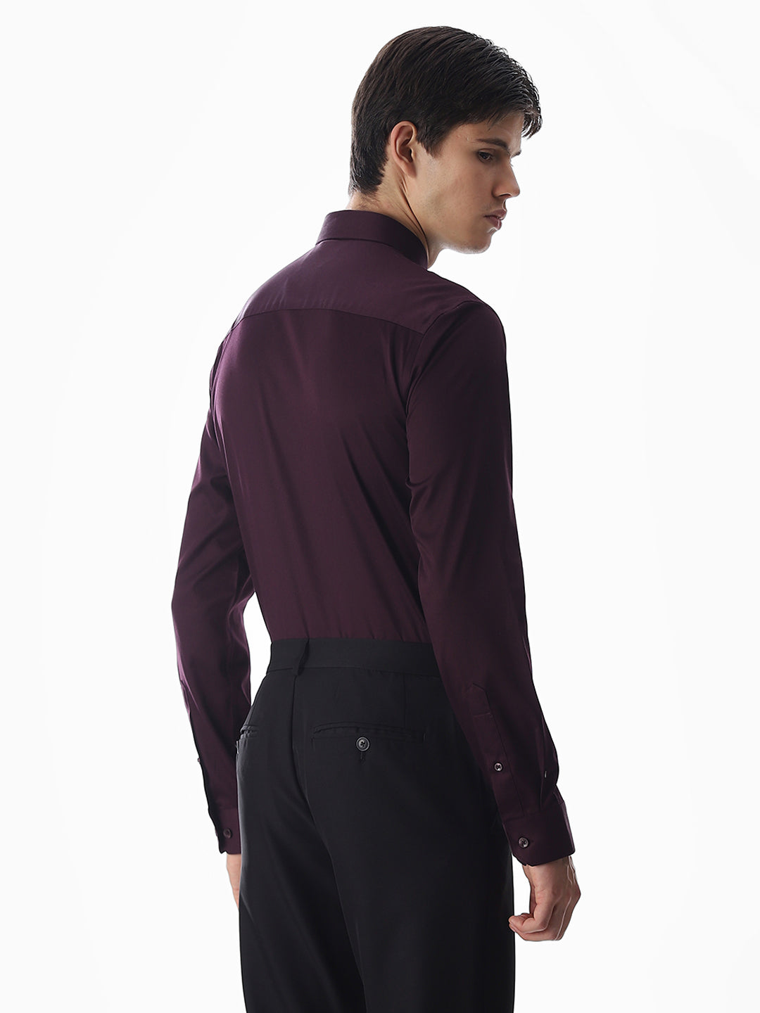 Stretch Slim Fit Full Sleeves Shirt - Purple