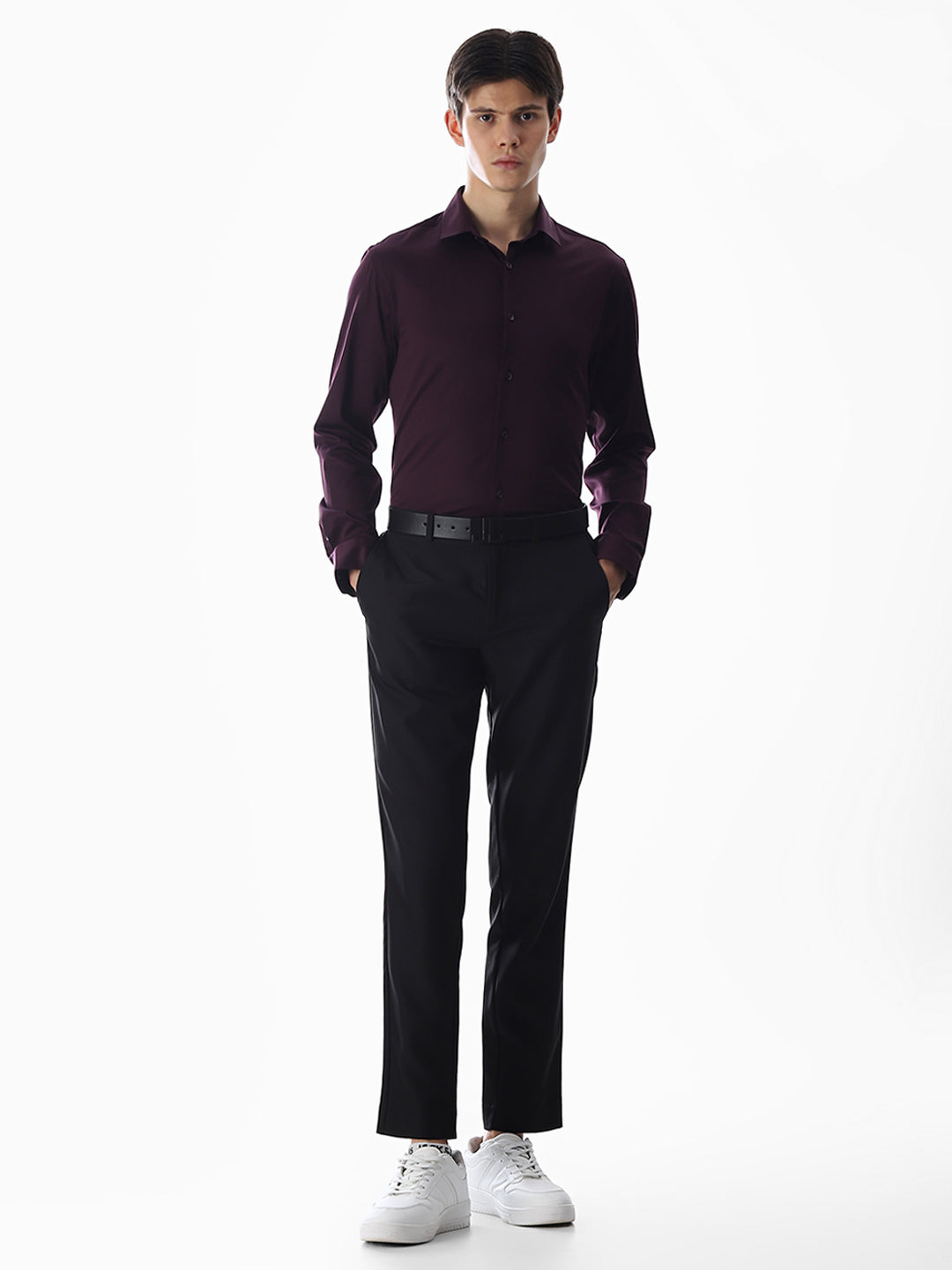 Stretch Slim Fit Full Sleeves Shirt - Purple