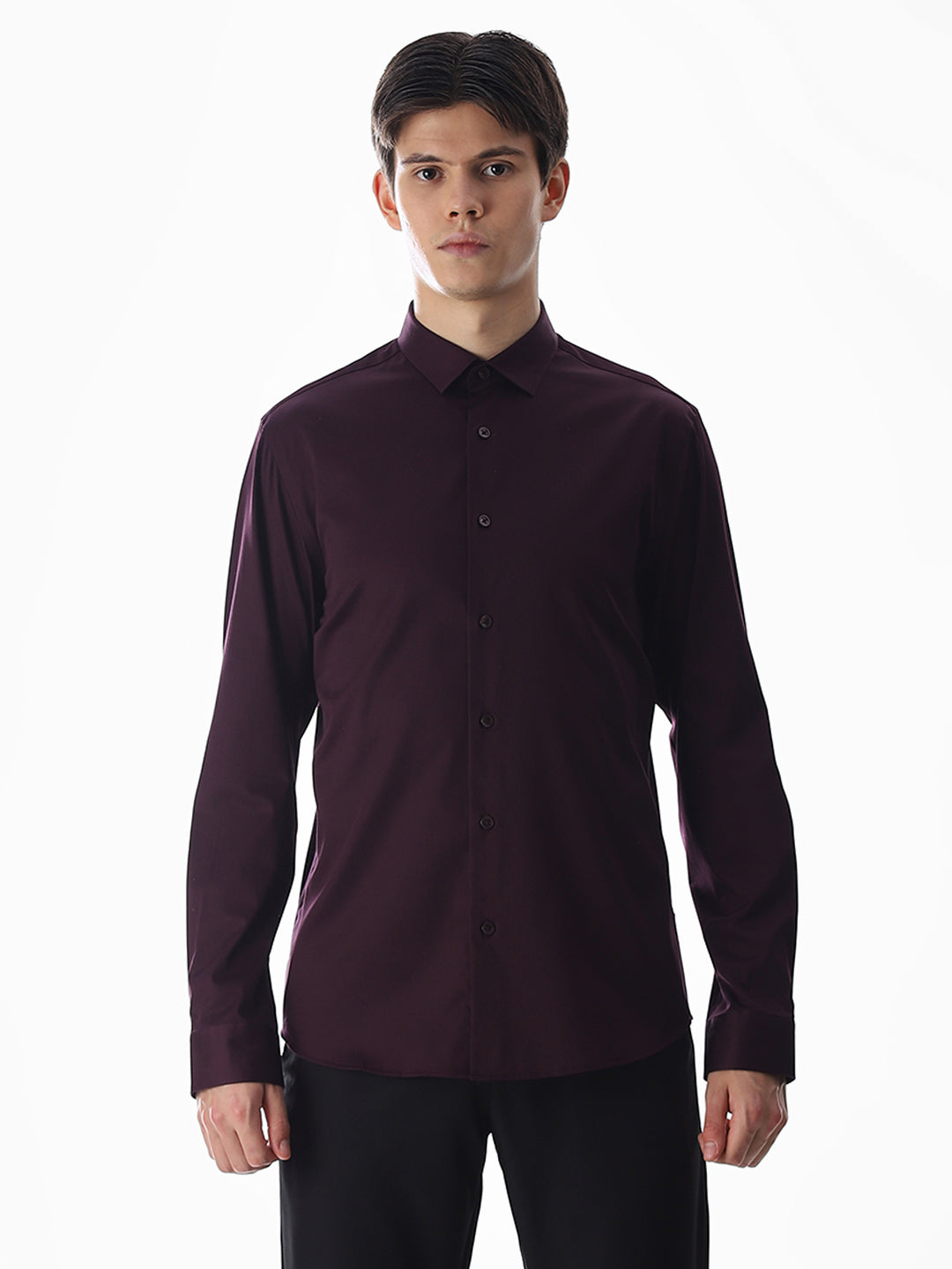 Stretch Slim Fit Full Sleeves Shirt - Purple
