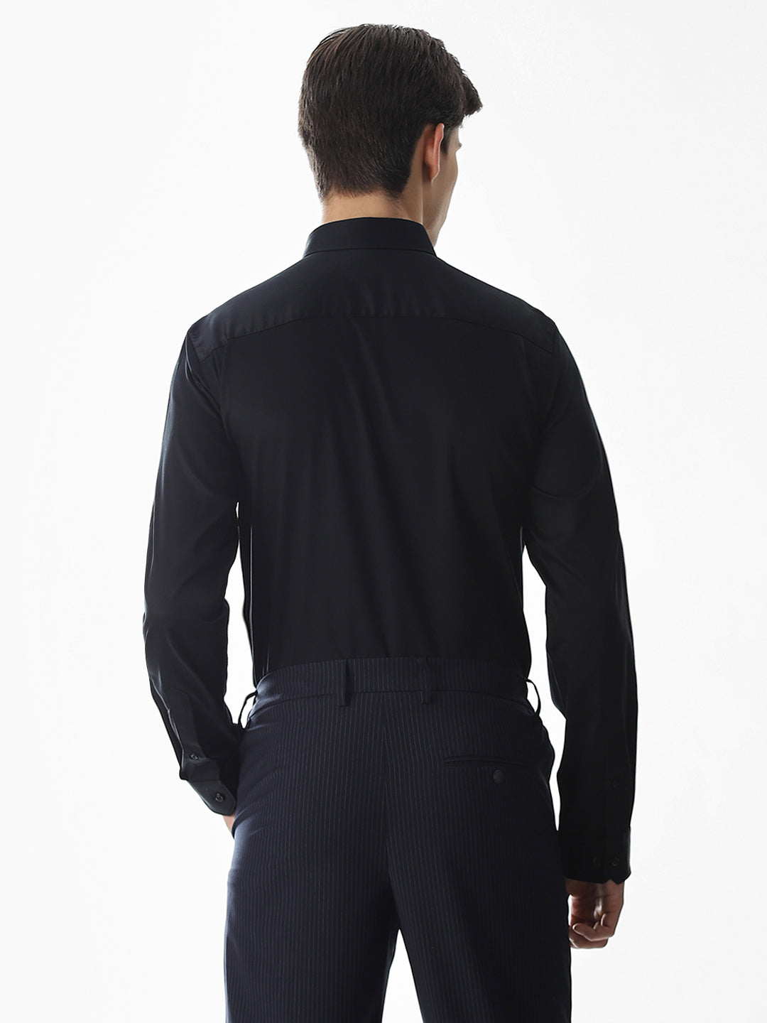 Stretch Slim Fit Full Sleeves Shirt - Black
