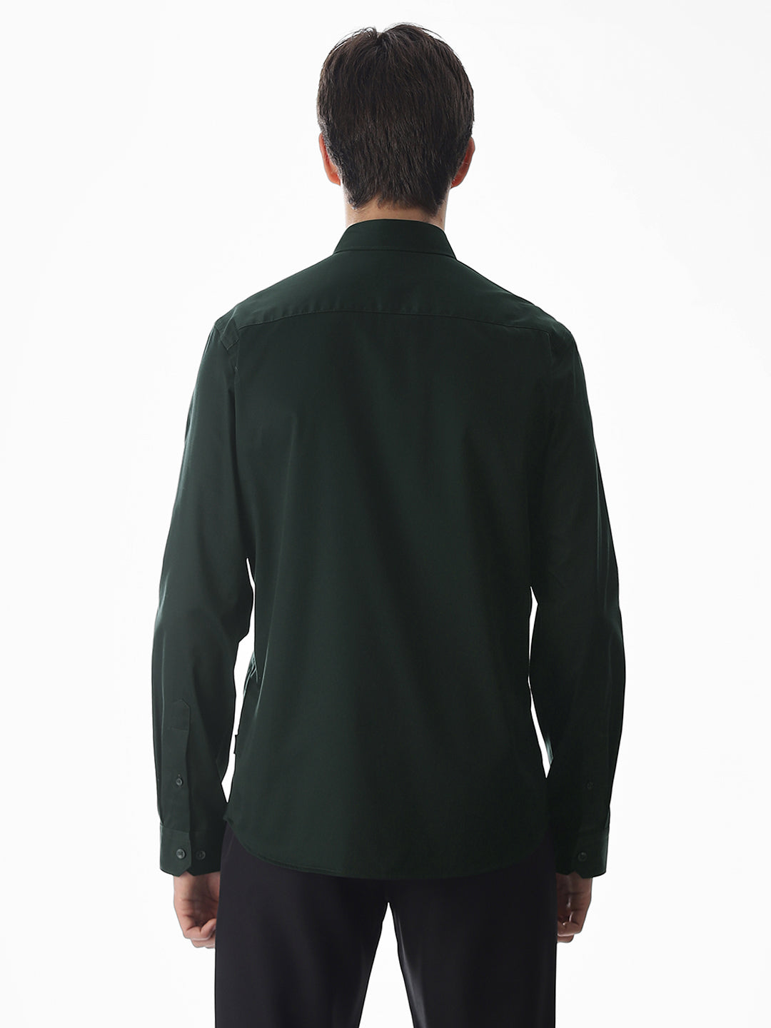 Stretch Slim Fit Full Sleeves Shirt - Green