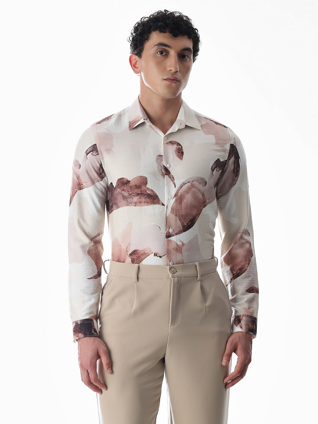 Dobby Printed Slim Fit Shirt
