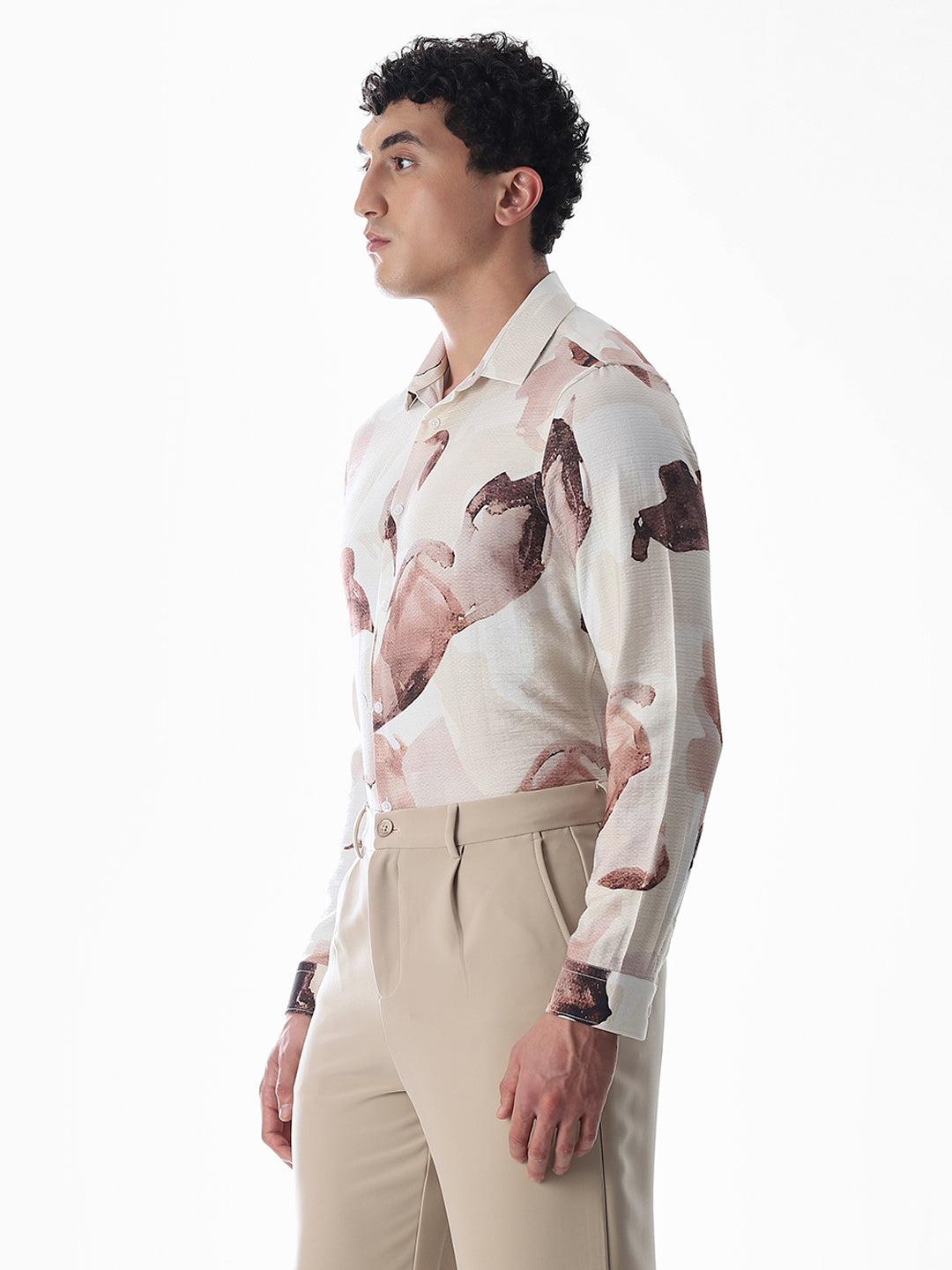 Dobby Printed Slim Fit Shirt