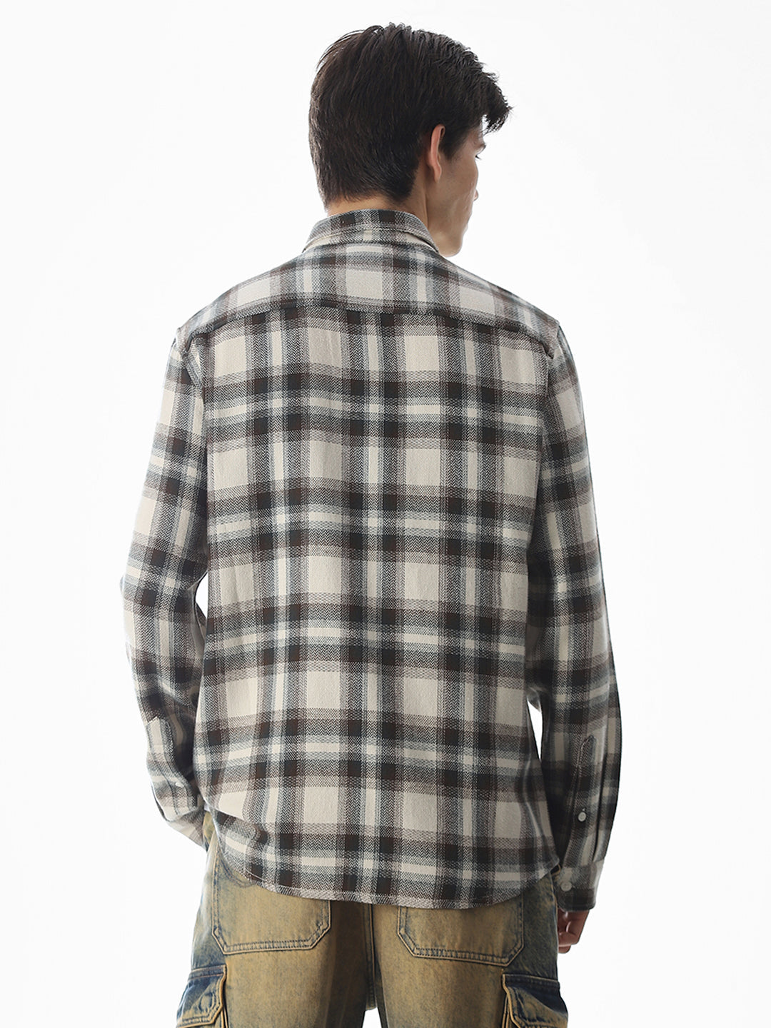 Beige Check Cotton Shirt