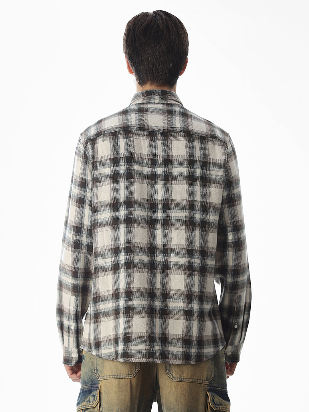 Beige Check Cotton Shirt