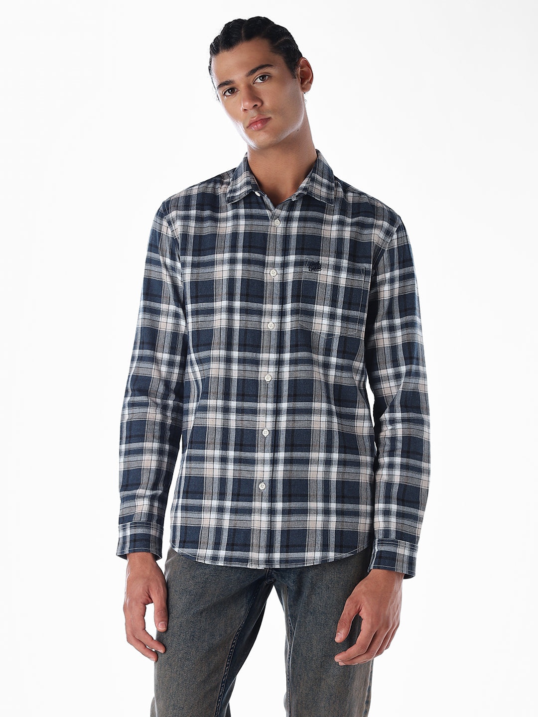 Blue Check Full Sleeves Shirt