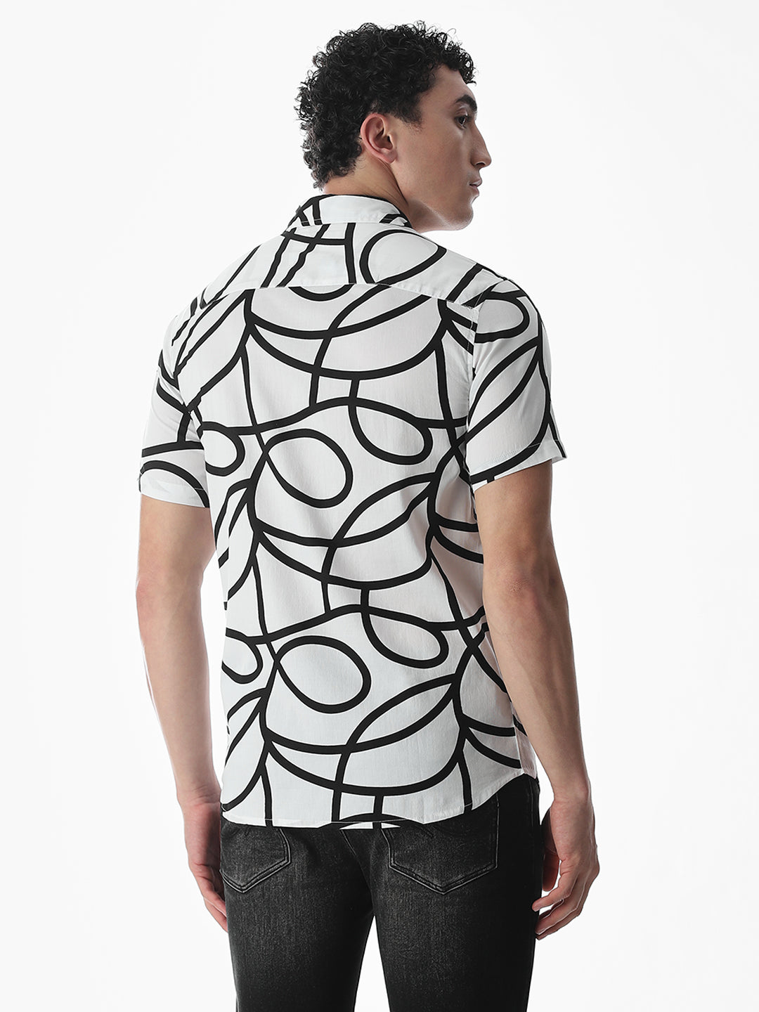 Regular Fit White Printed Shirt