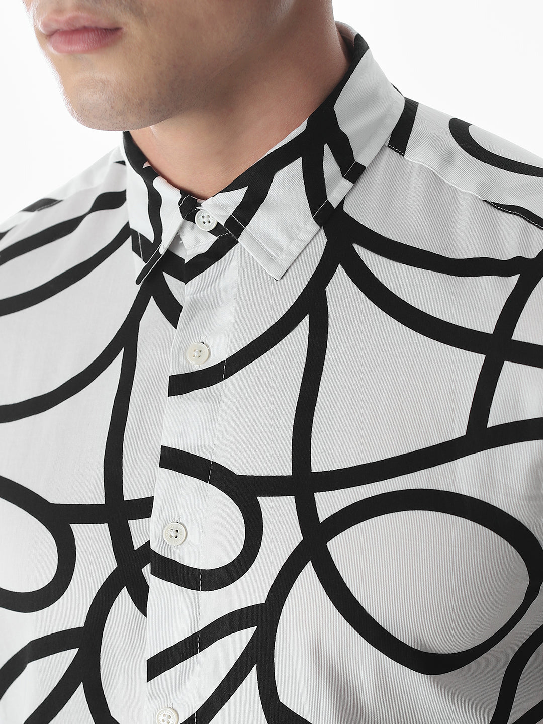 Regular Fit White Printed Shirt