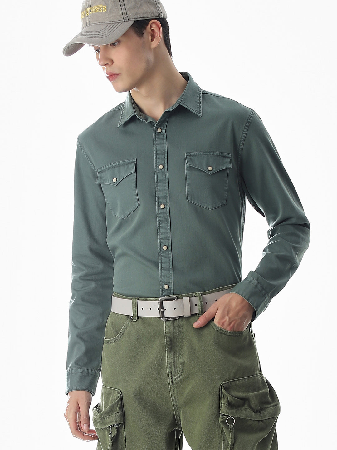 2 Patch Pocket Green Shirt - S