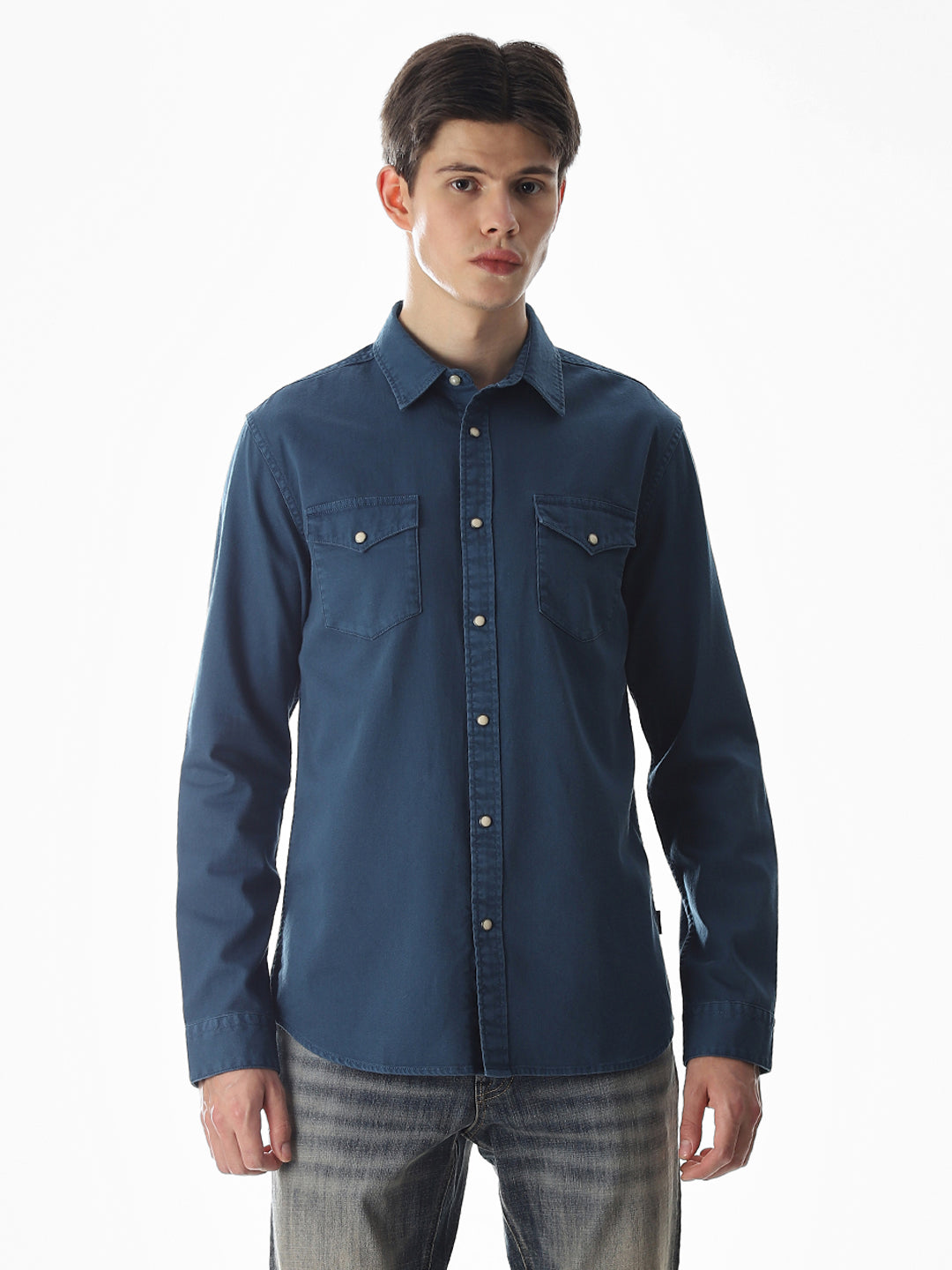 2 Patch Pocket Blue Shirt