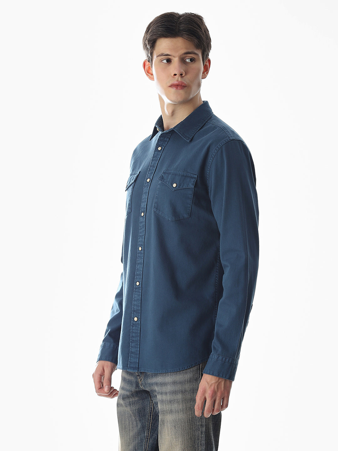 2 Patch Pocket Blue Shirt