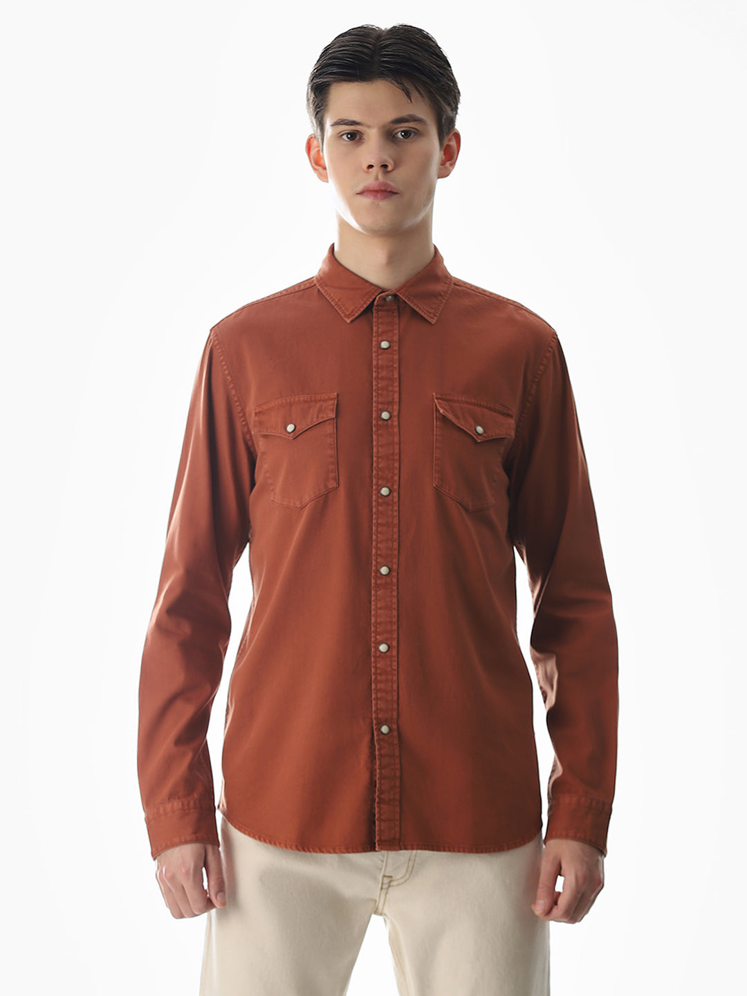 2 Patch Pocket Ginger Brown Shirt