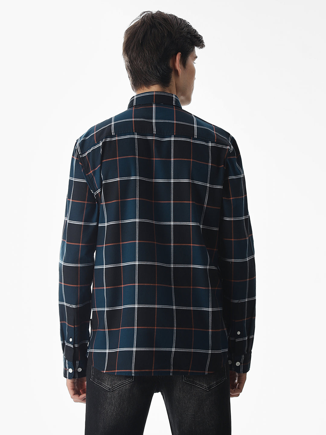 Check Cotton Shirt - Dark Blue