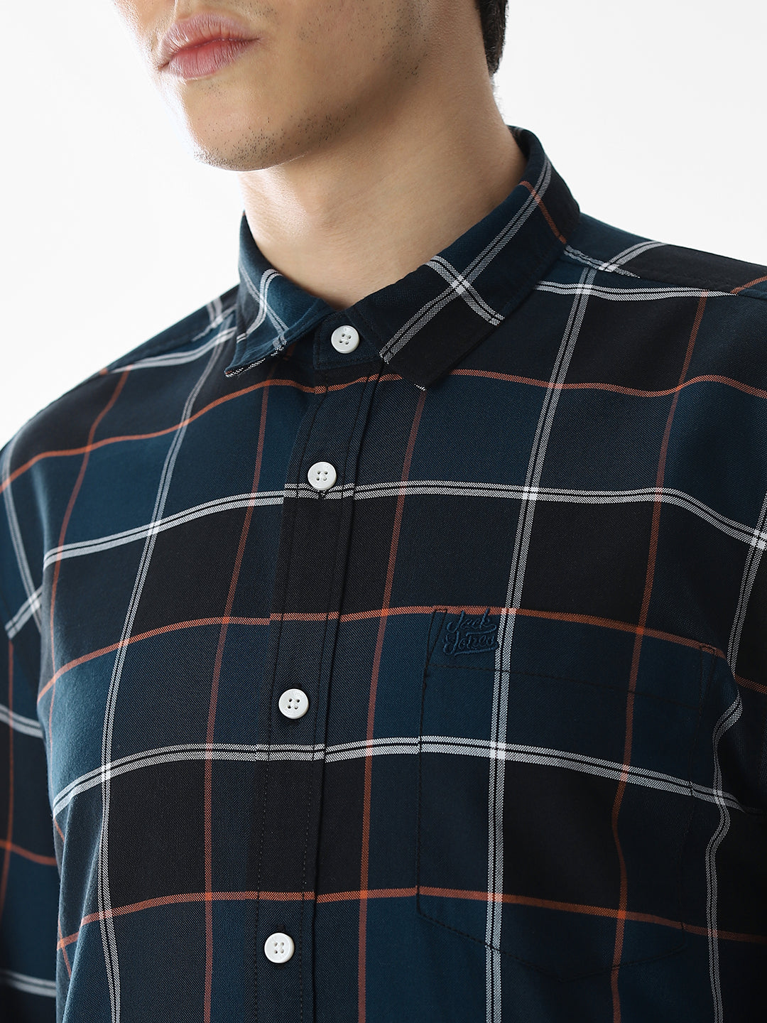 Check Cotton Shirt - Dark Blue