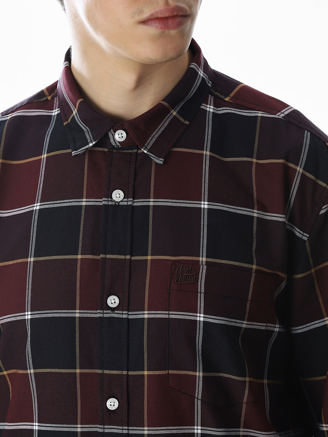Check Cotton Shirt - Maroon