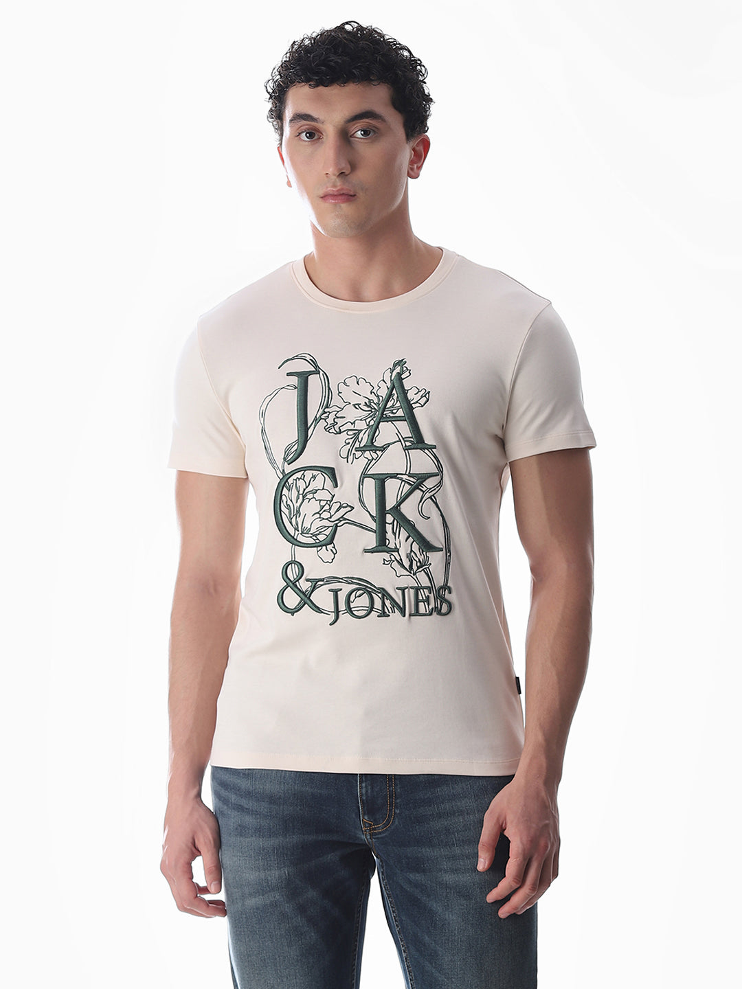 Embroidered Print Cotton T-shirt