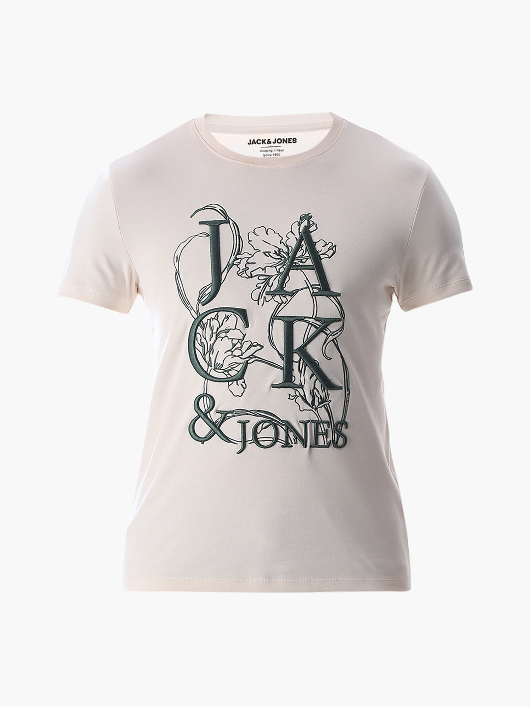 Embroidered Print Cotton T-shirt