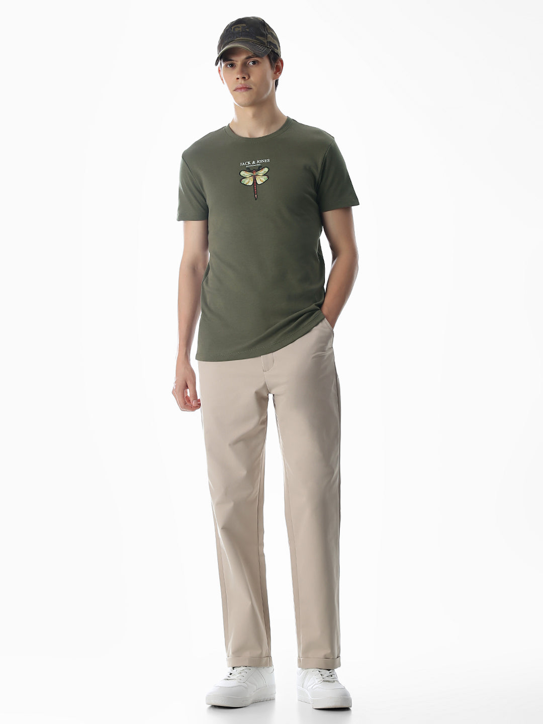 Dragonfly Print Cotton T-shirt