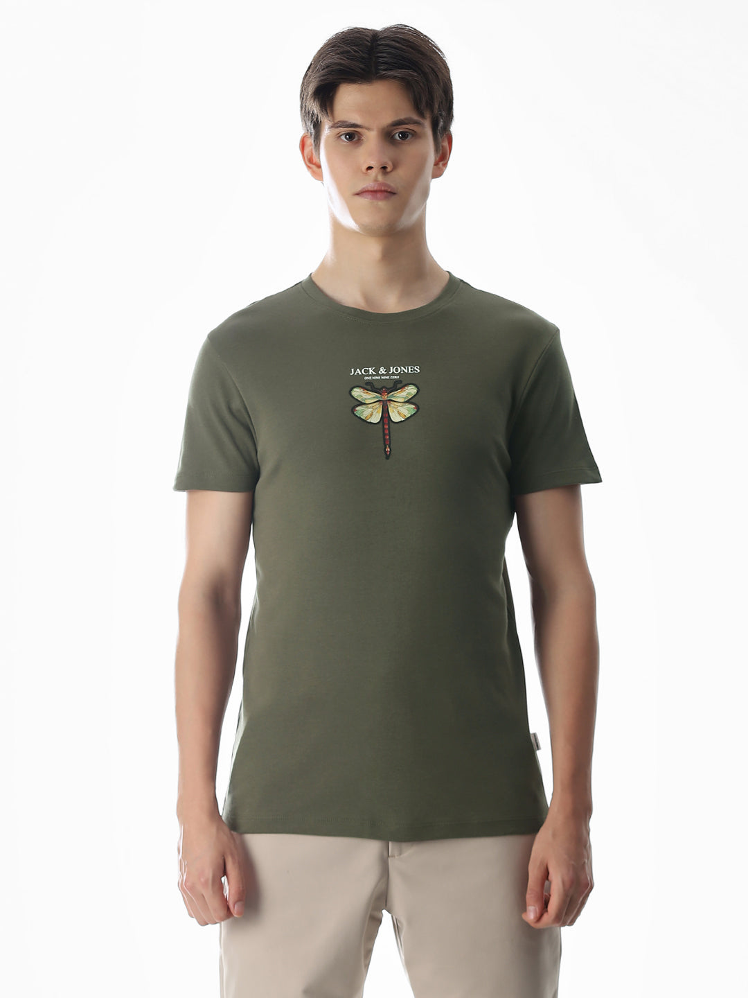 Dragonfly Print Cotton T-shirt