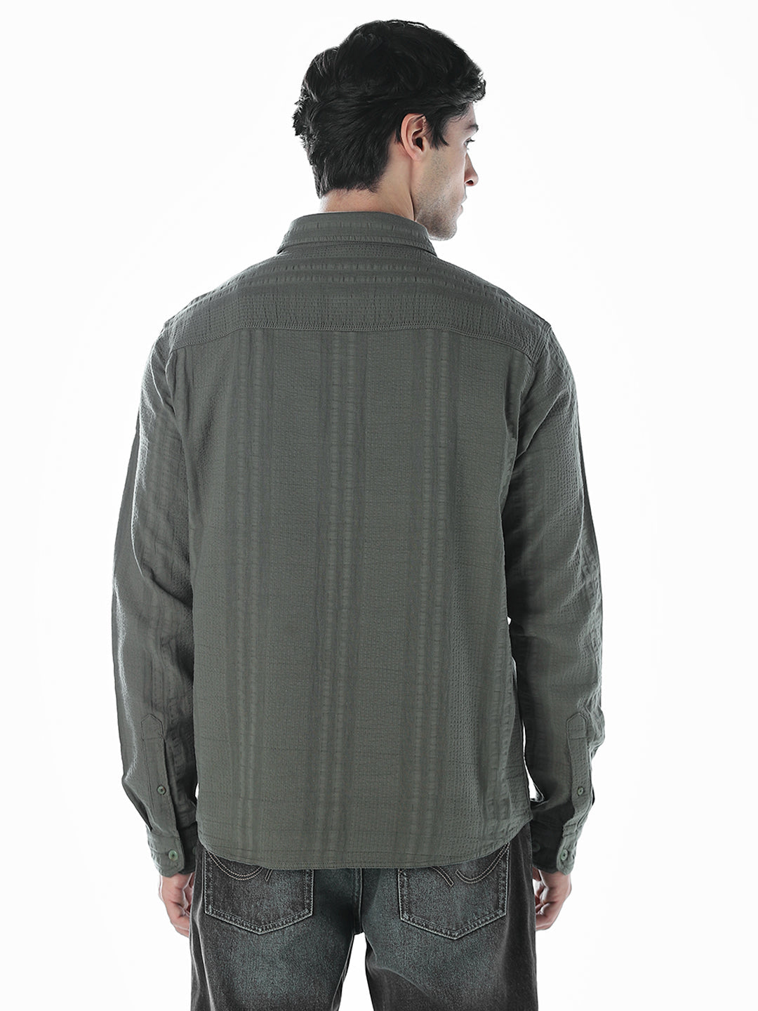 Dark Green Cotton Oversized Shirt