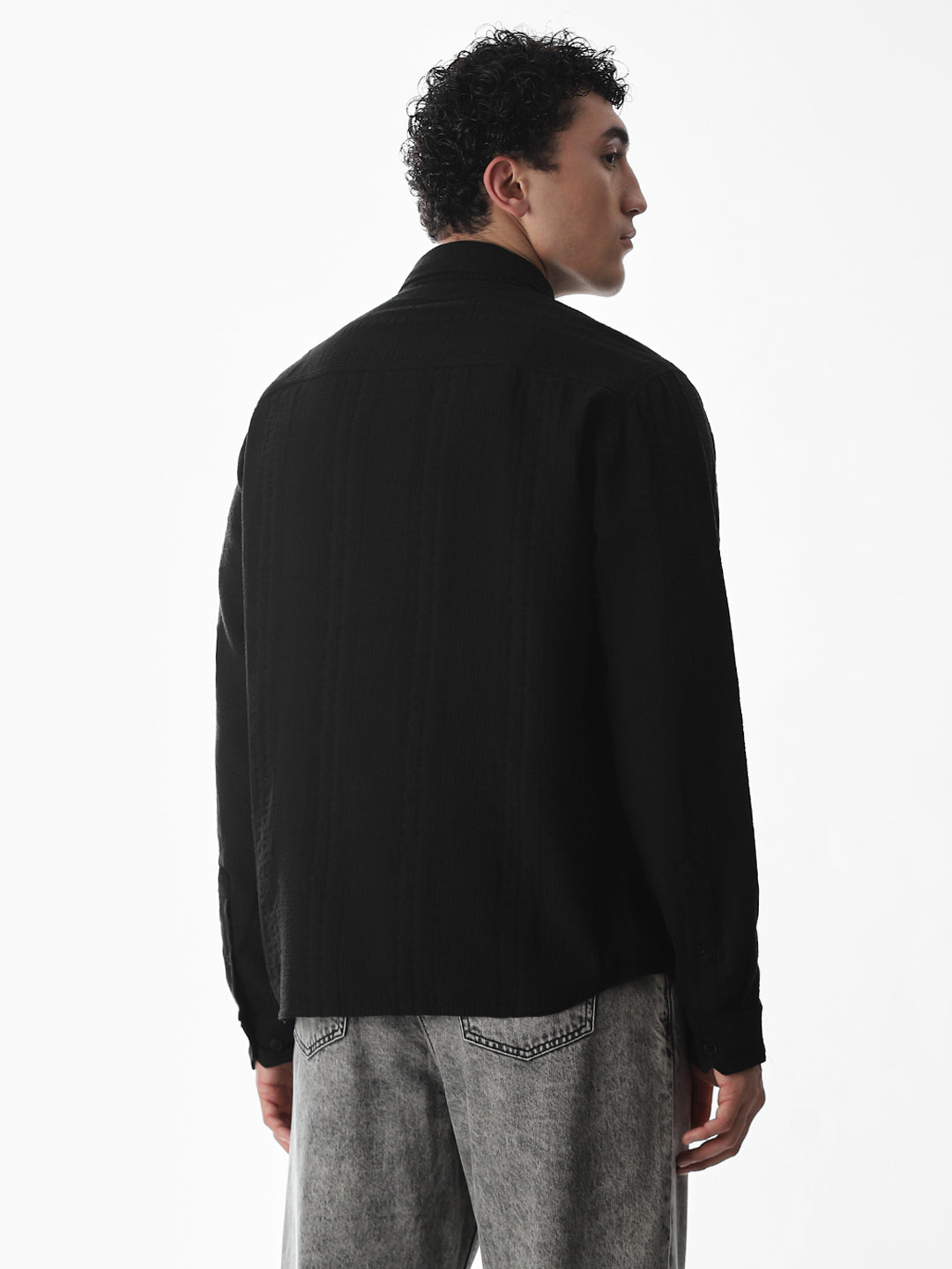 Oversized Black Full Sleeves Shirt