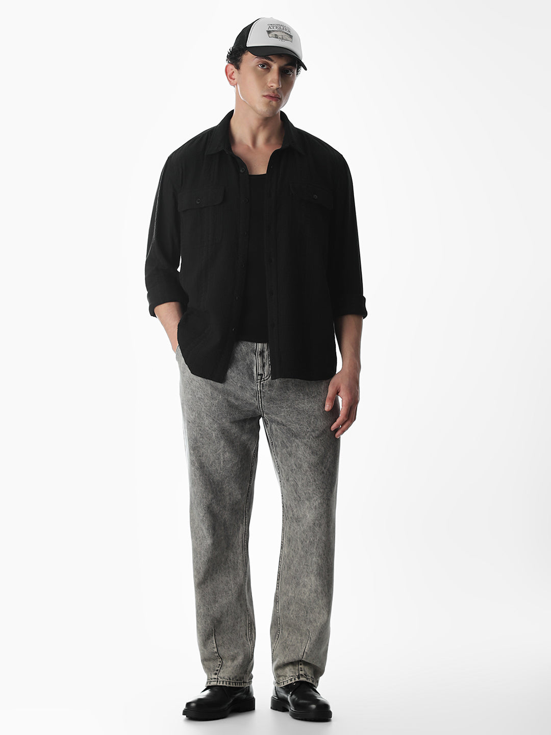 Oversized Black Full Sleeves Shirt