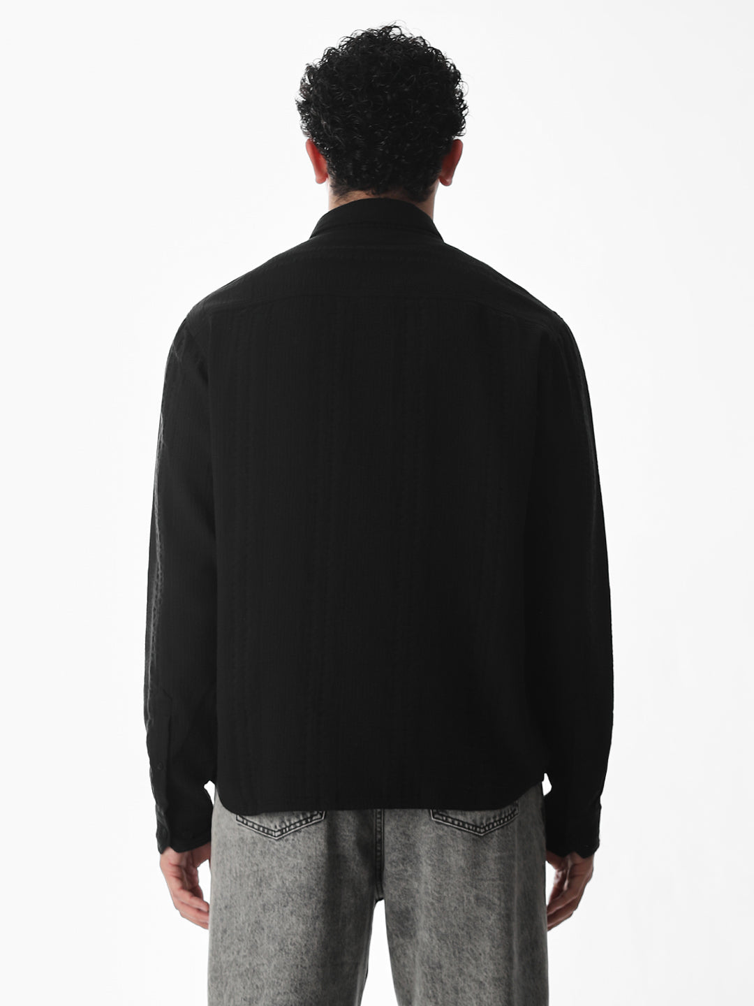 Oversized Black Full Sleeves Shirt