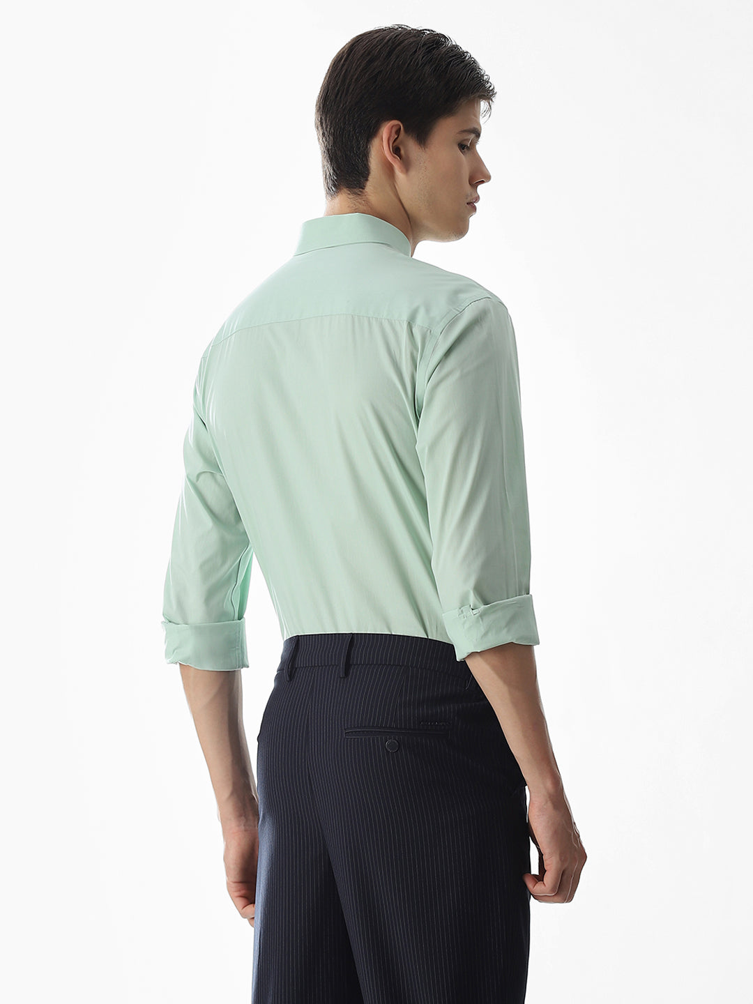 Stretch Slim Fit Full Sleeves Shirt - Light Green