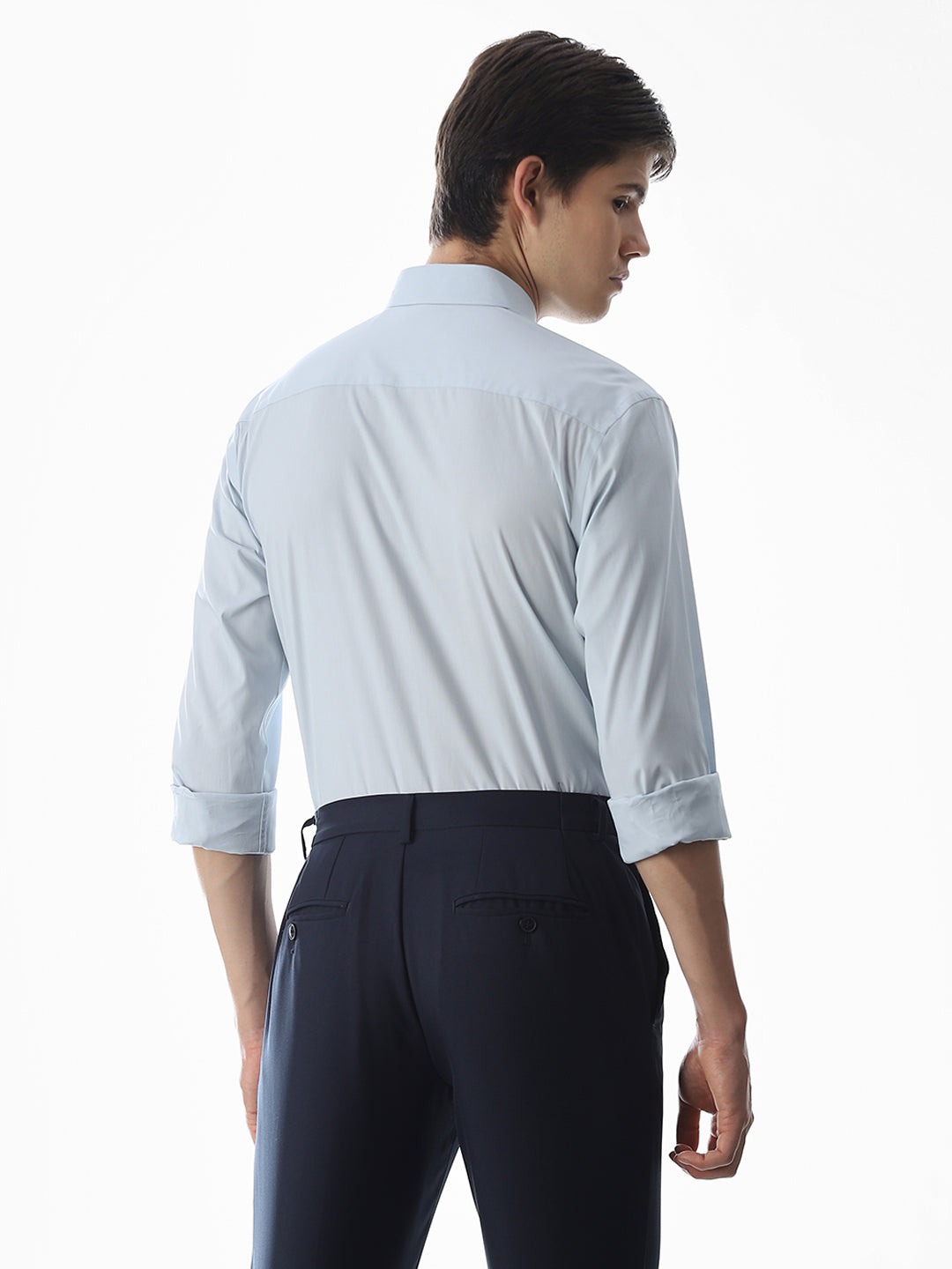 Stretch Slim Fit Full Sleeves Shirt - Light Blue