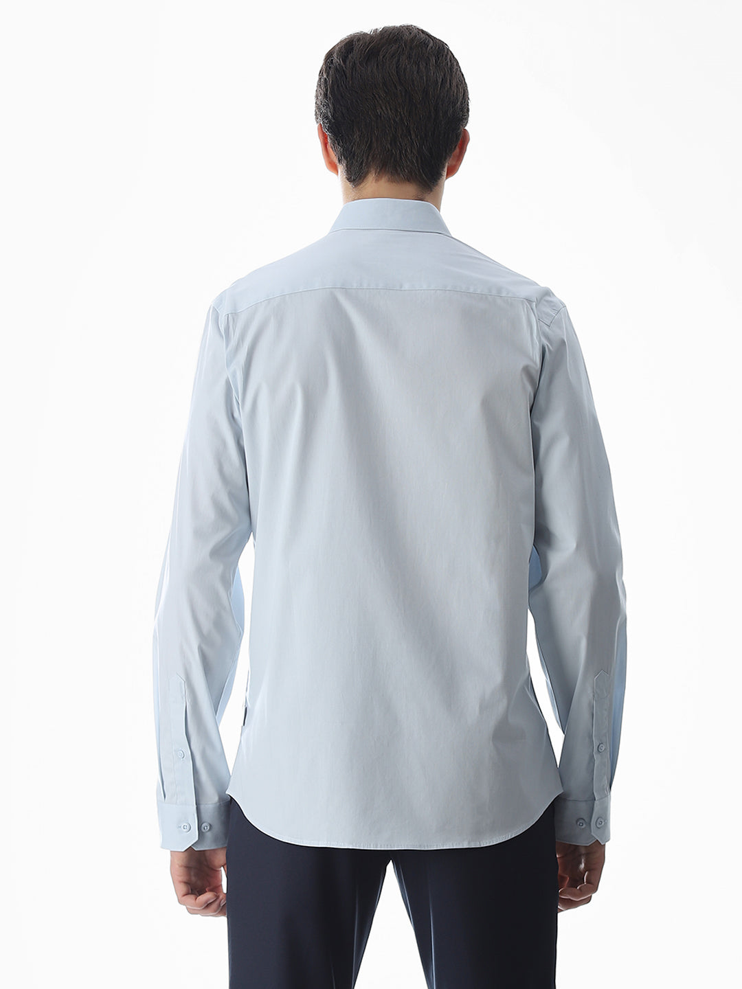 Stretch Slim Fit Full Sleeves Shirt - Light Blue