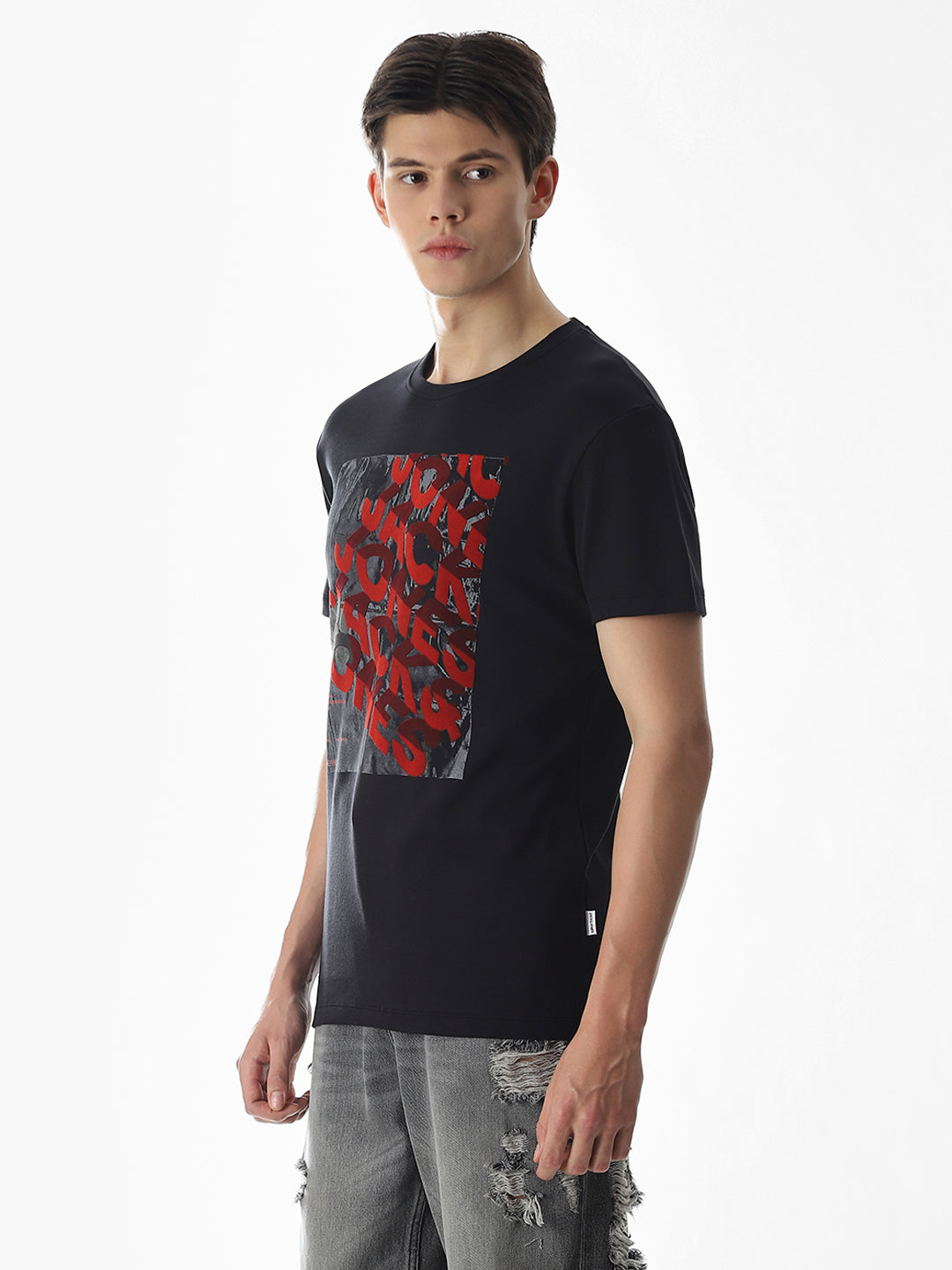 Typography Slim Fit T-shirt - Black
