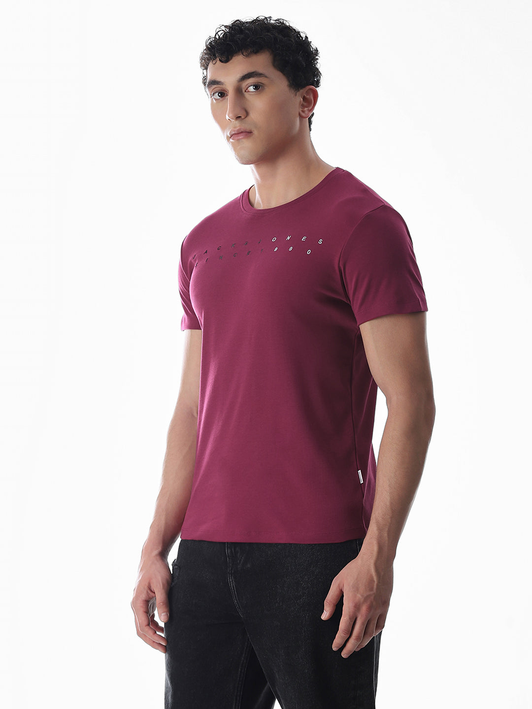 Embroidered Print T-Shirt - Maroon